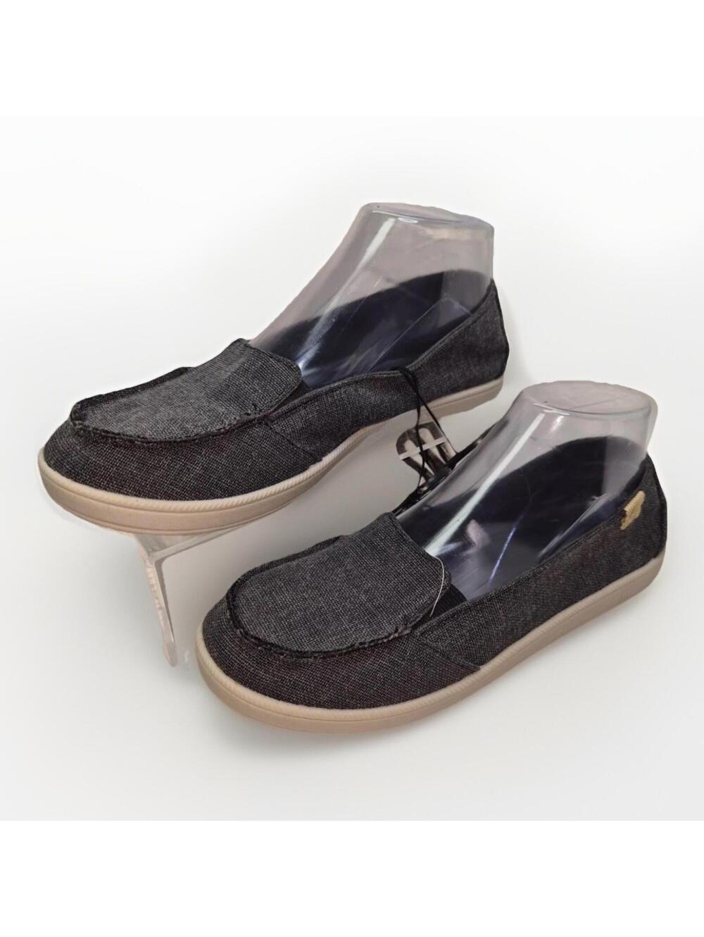 Time and True Women’s Size 8 Gray Canvas Slip-On Loafers Memory Foam Shoes NWT